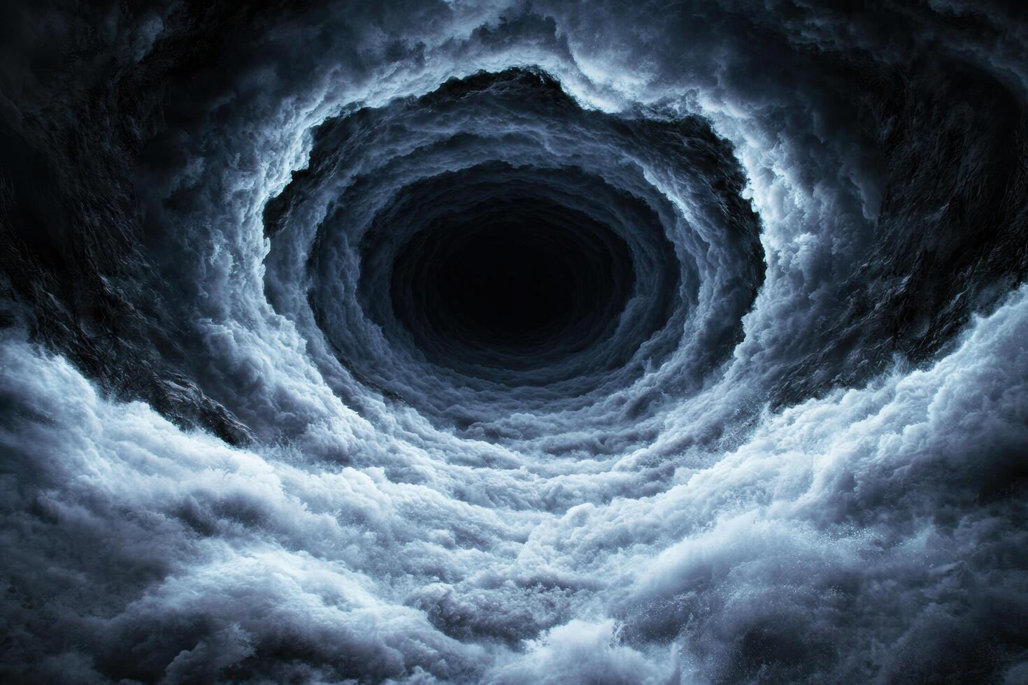 Dramatic swirling storm clouds in a dark vortex photo