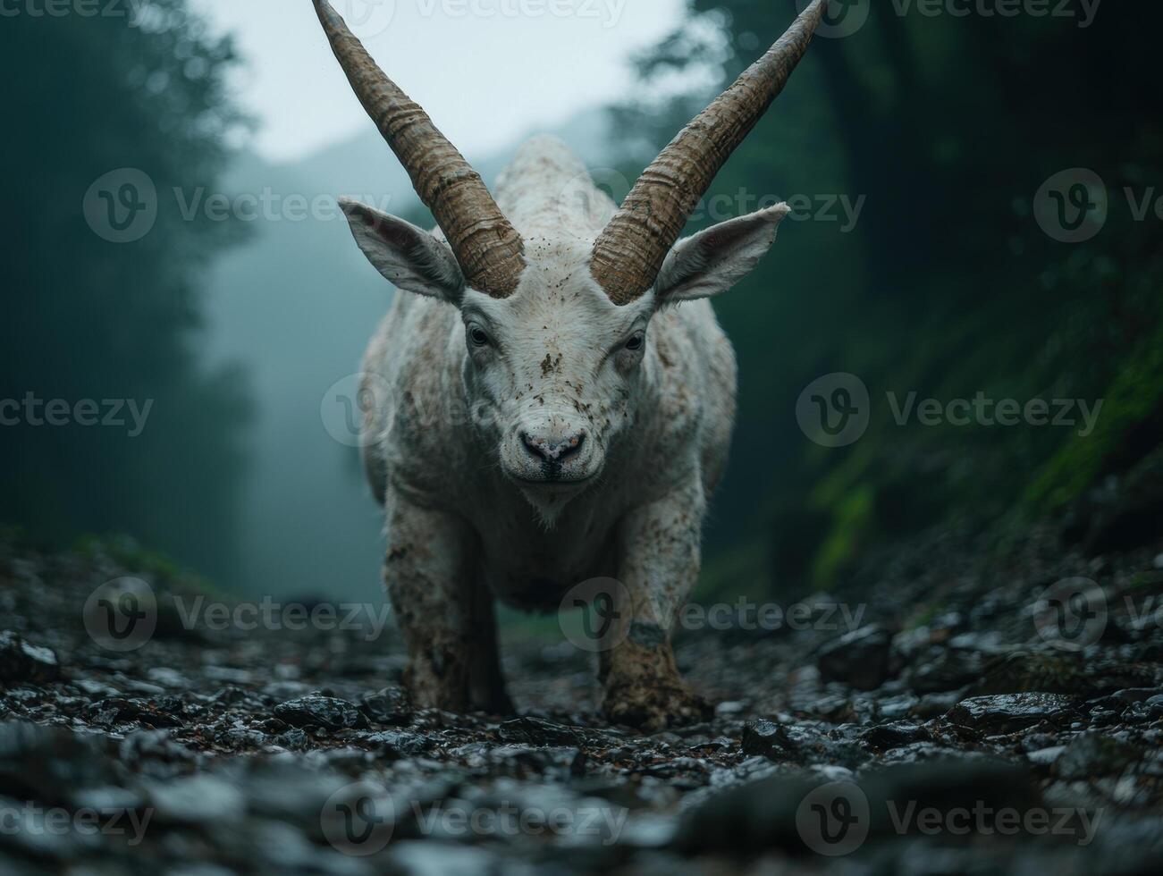 Majestic mountain goat in the wild photo