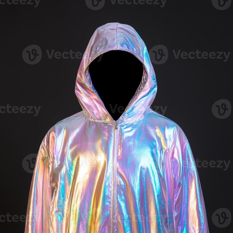Futuristic iridescent hooded jacket photo