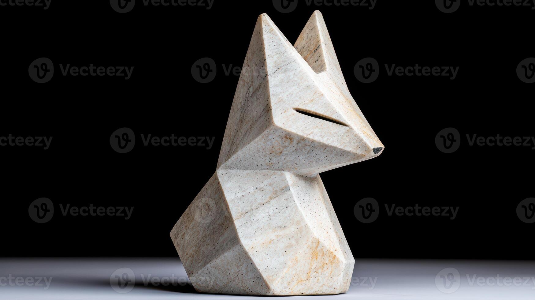Geometric stone sculpture of a fox photo