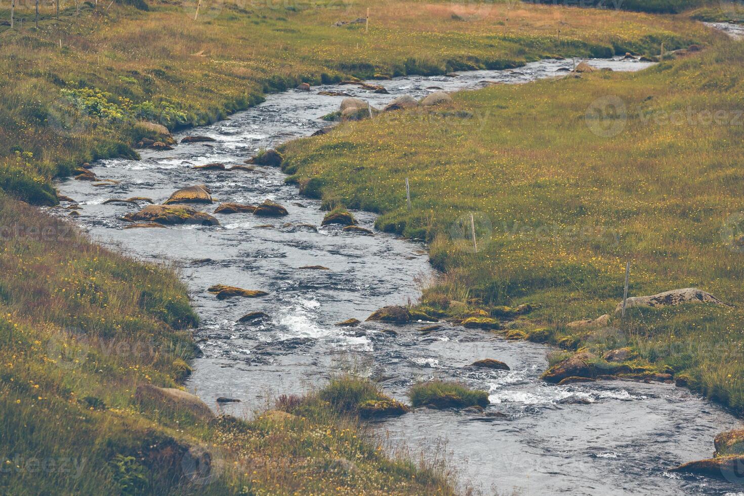 Iceland Landscape with Small River Stream photo