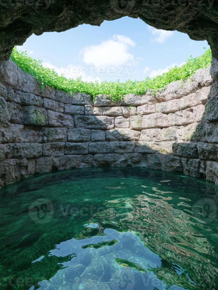 Serene natural pool in hidden cave photo