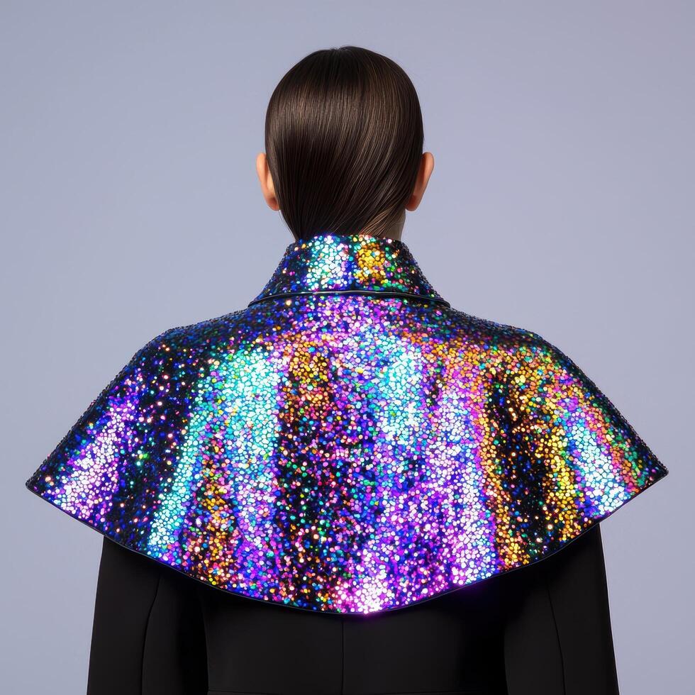 Colorful sequin jacket with black background photo