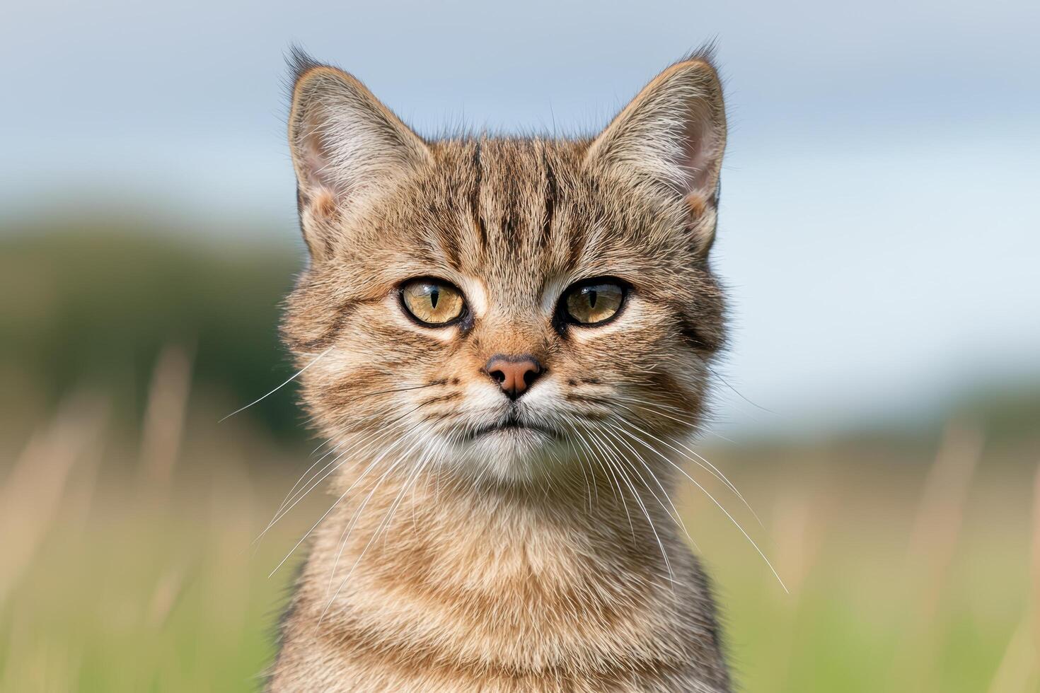 Closeup portrait of a curious cat photo