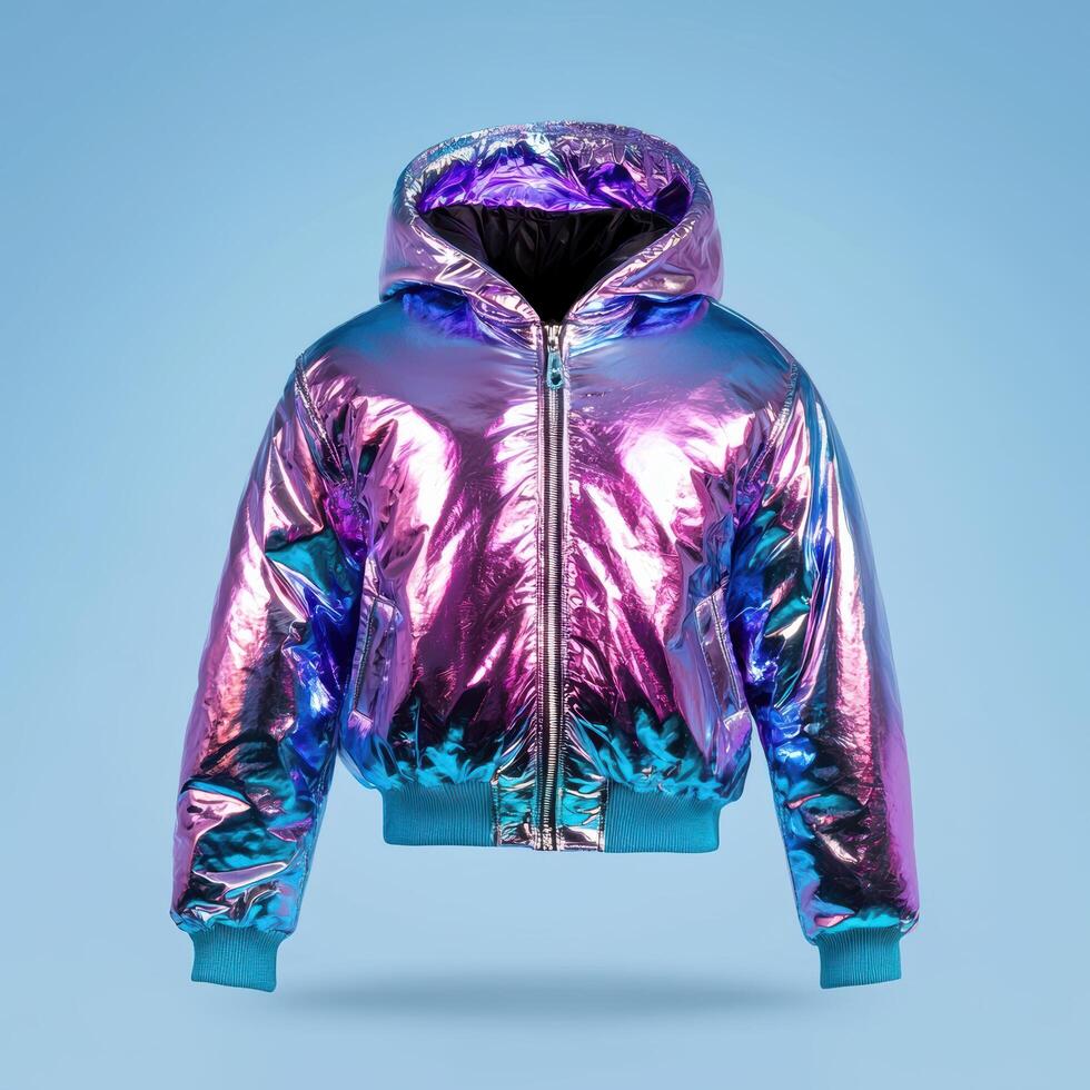 Vibrant metallic puffer jacket photo