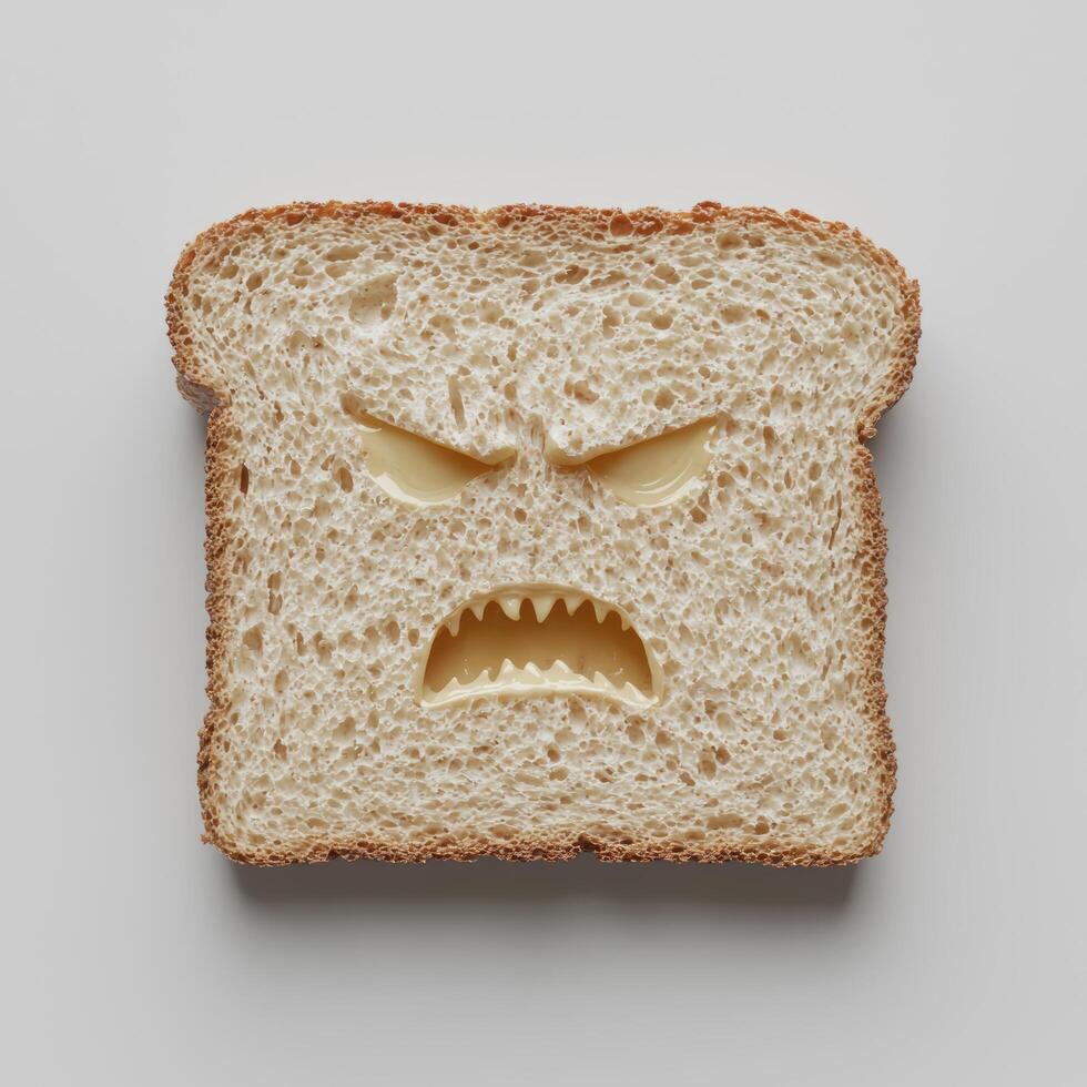 Angry face toast with eyes and teeth photo