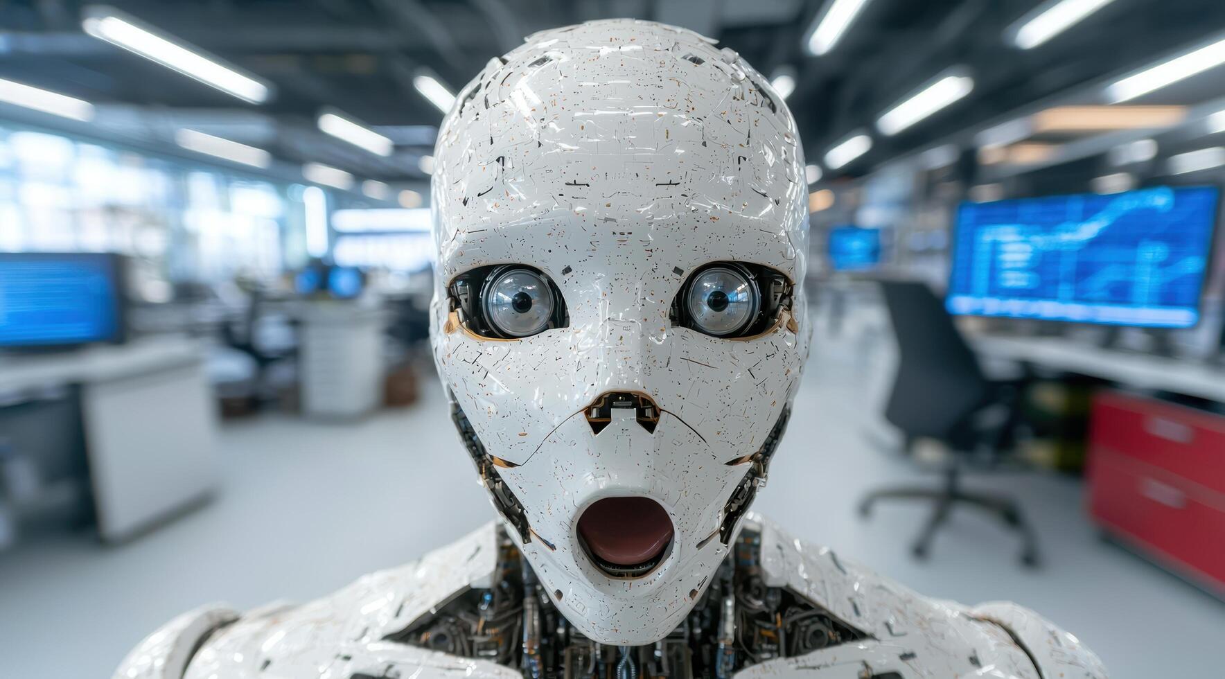 Futuristic robot with a surprised expression photo