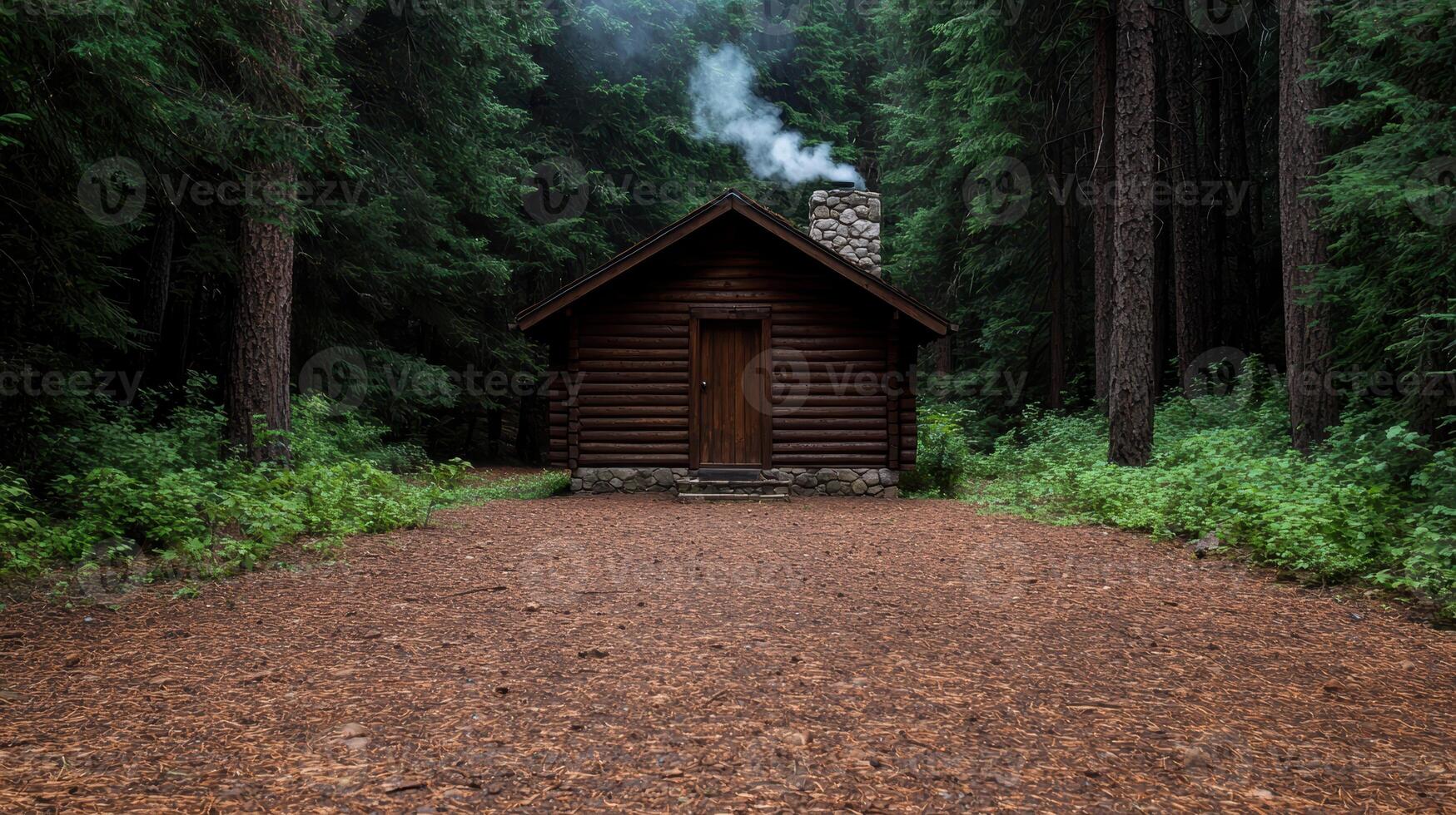 Cozy log cabin in the woods photo