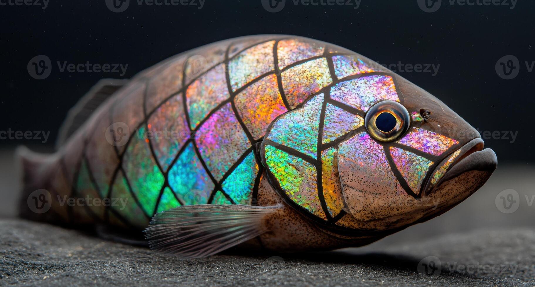 Colorful stained glass fish sculpture photo