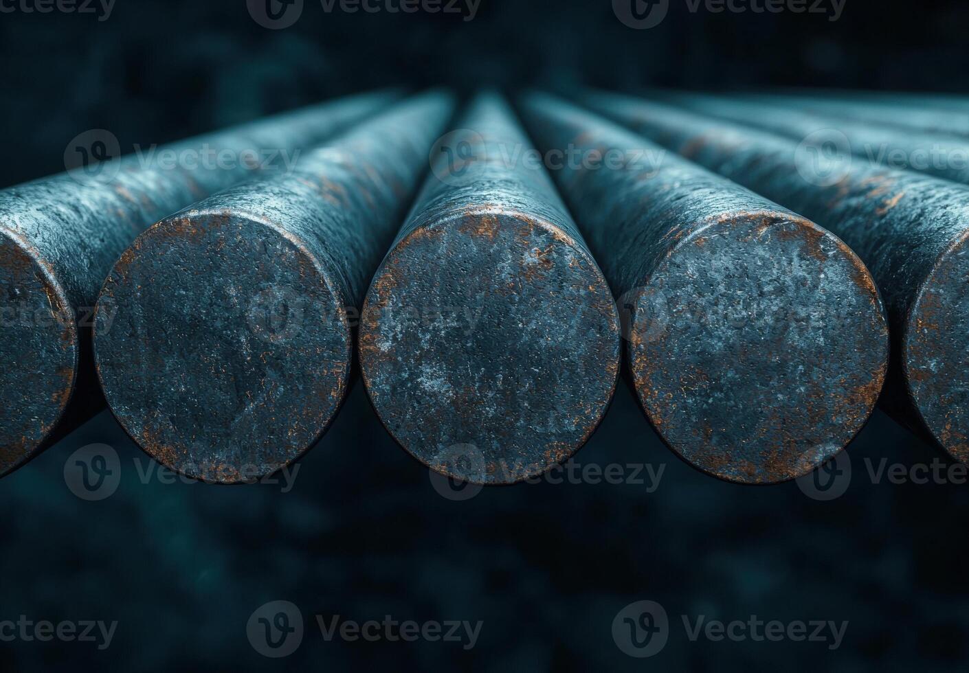 Rusty metal pipes in dark lighting photo