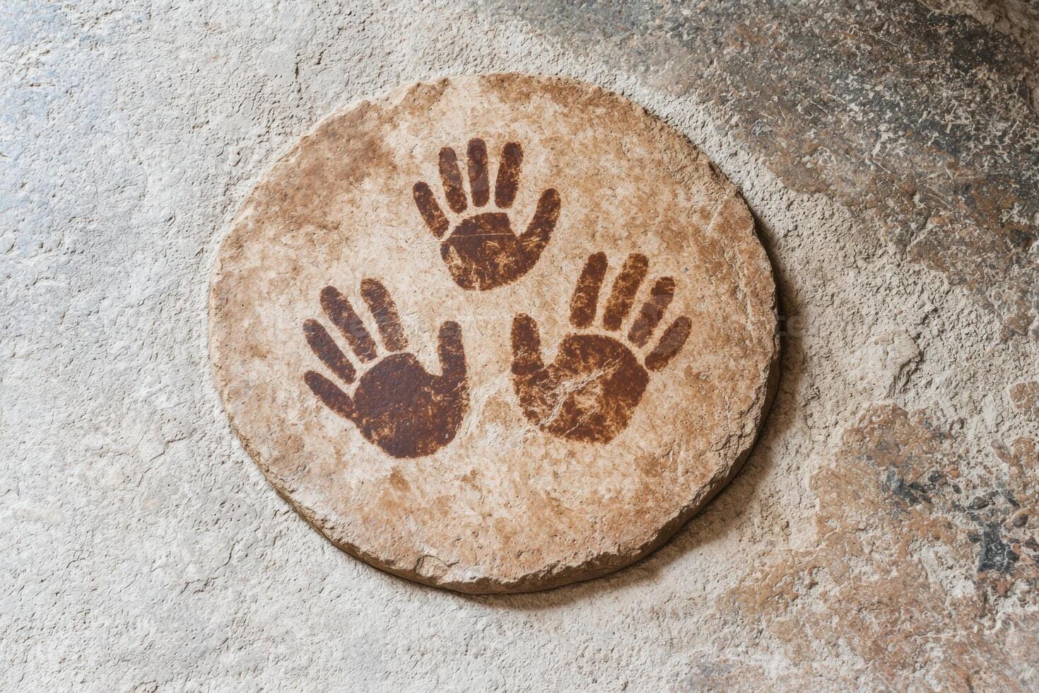 Handprints on a stone photo