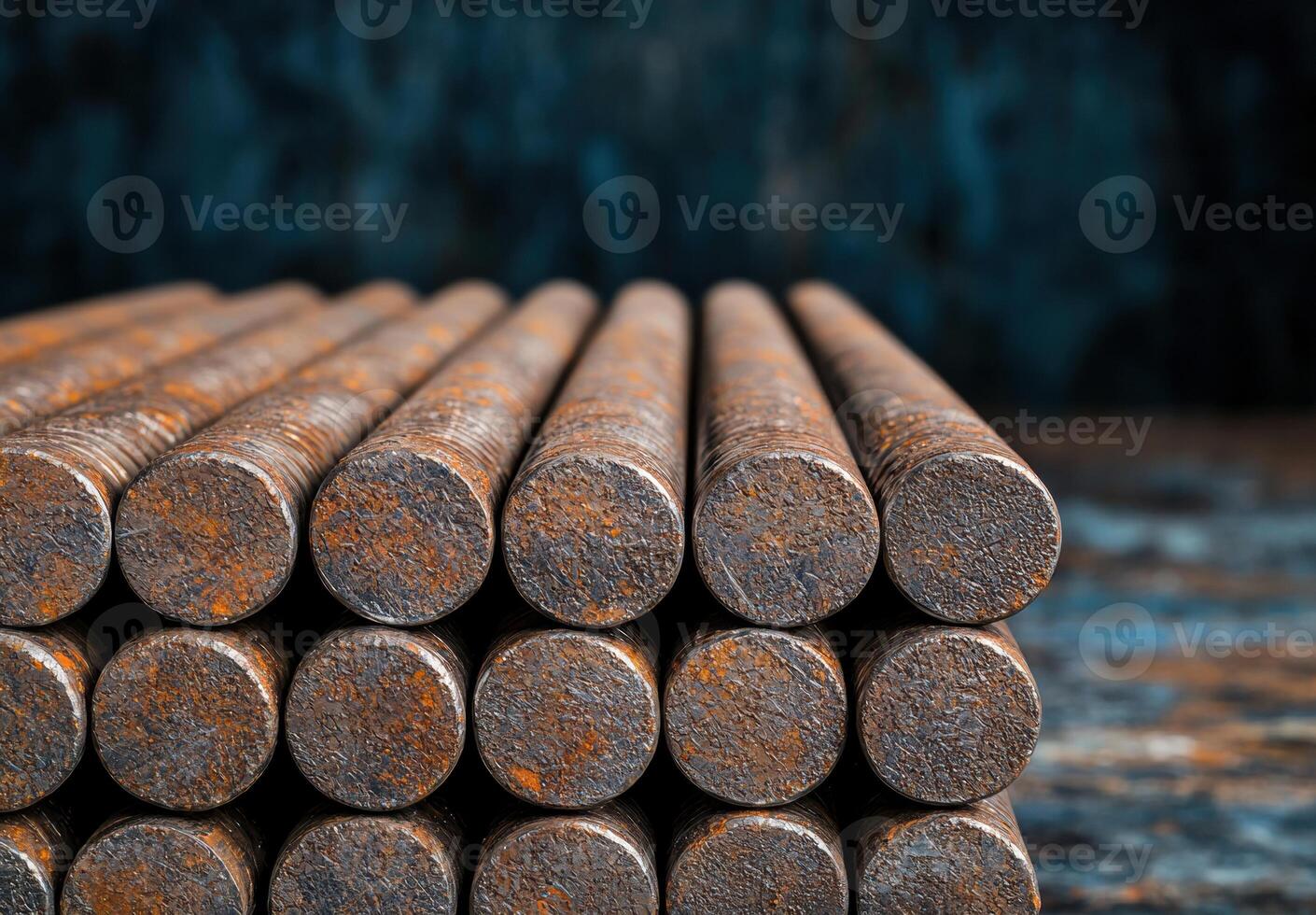 Stacked rusty metal pipes photo