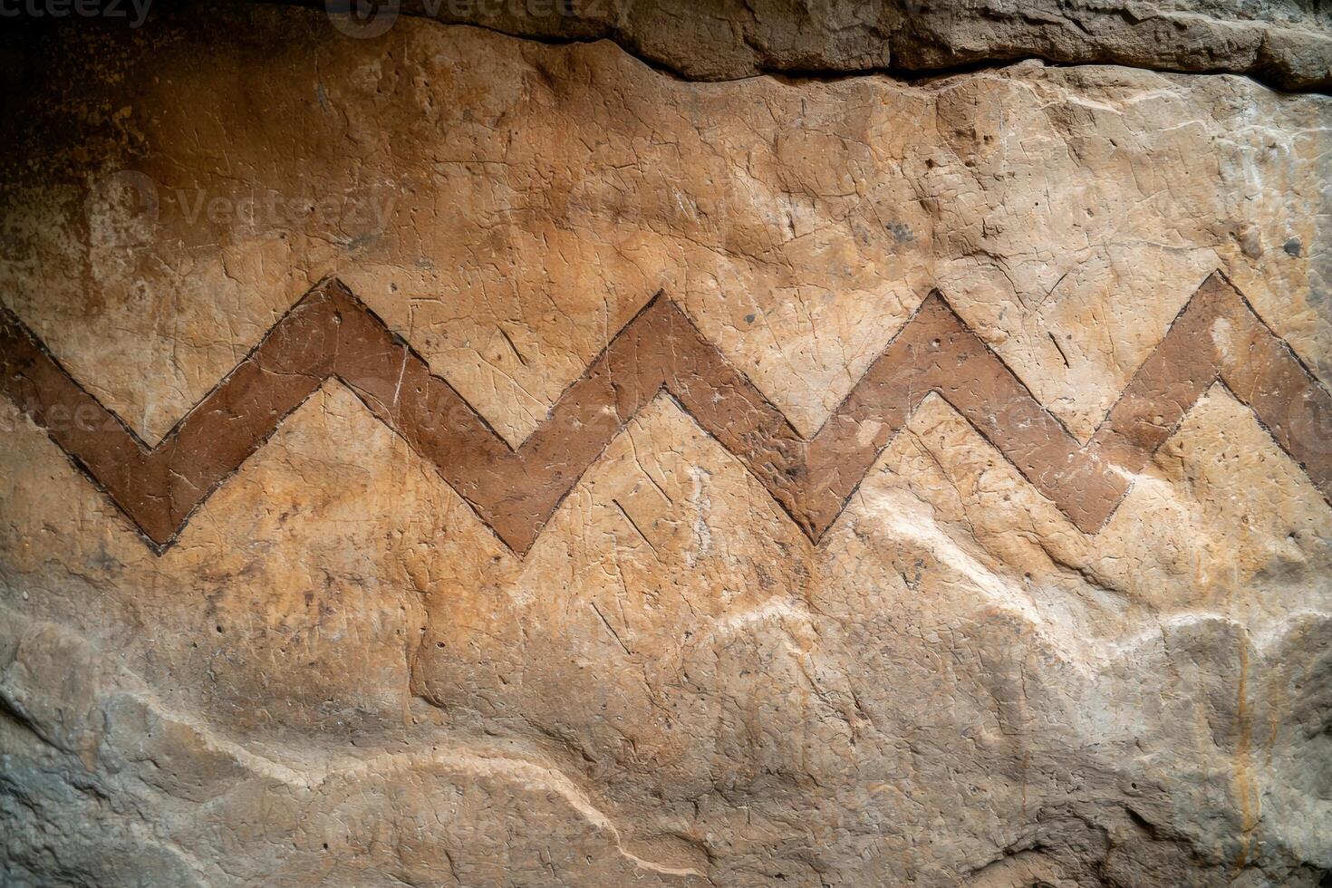 ancient rock art with geometric patterns photo