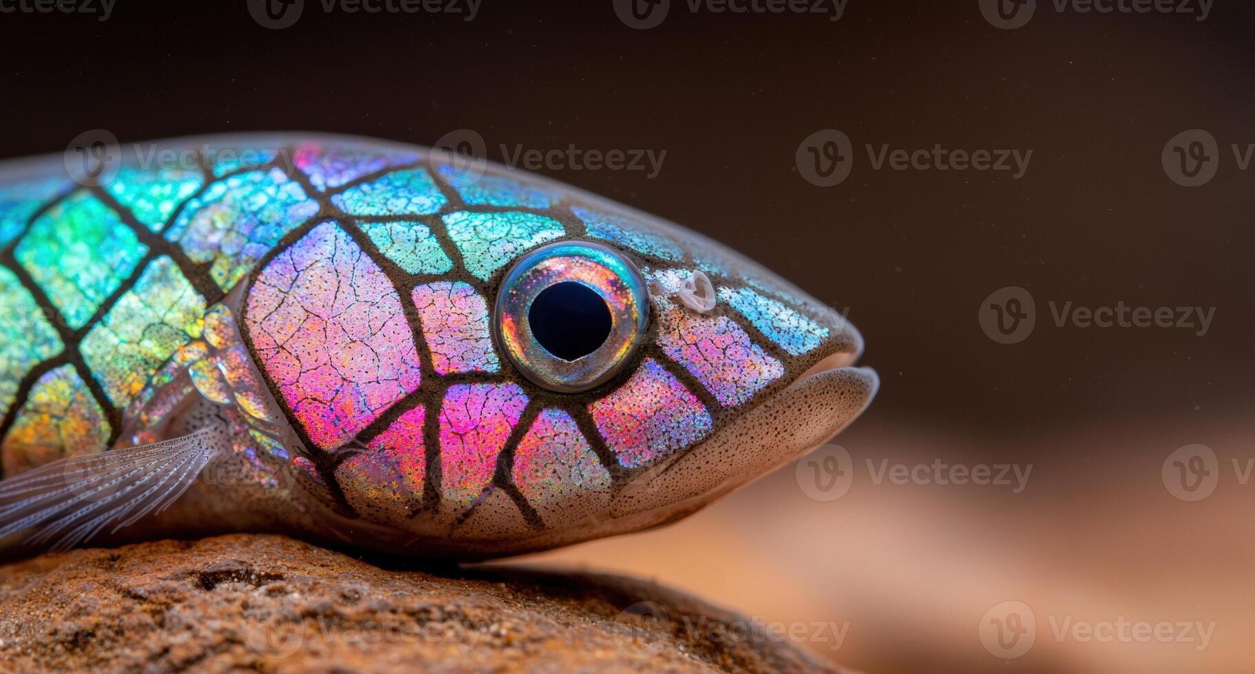 Vibrant and iridescent fish close up photo