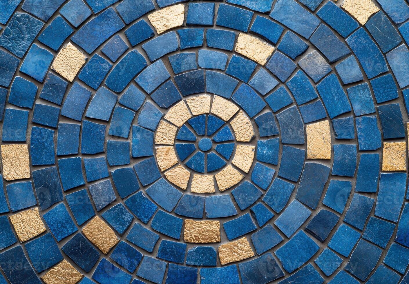 Vibrant blue and gold mosaic pattern photo