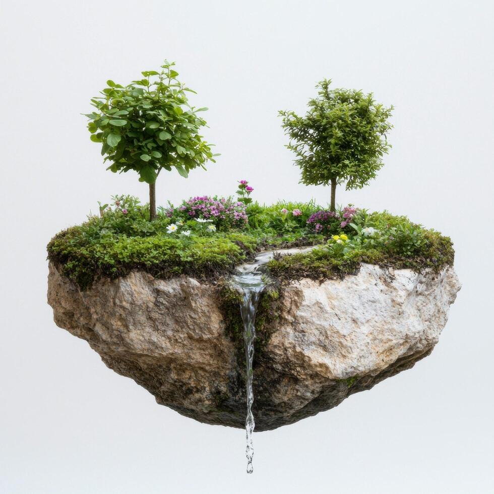 Floating garden with waterfall photo