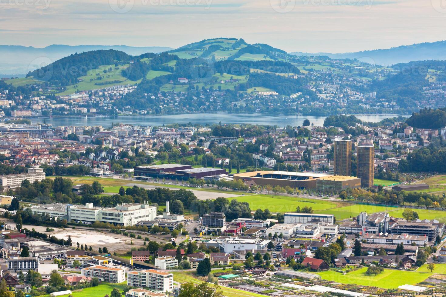 View from the mountains to the city of Lucerne photo
