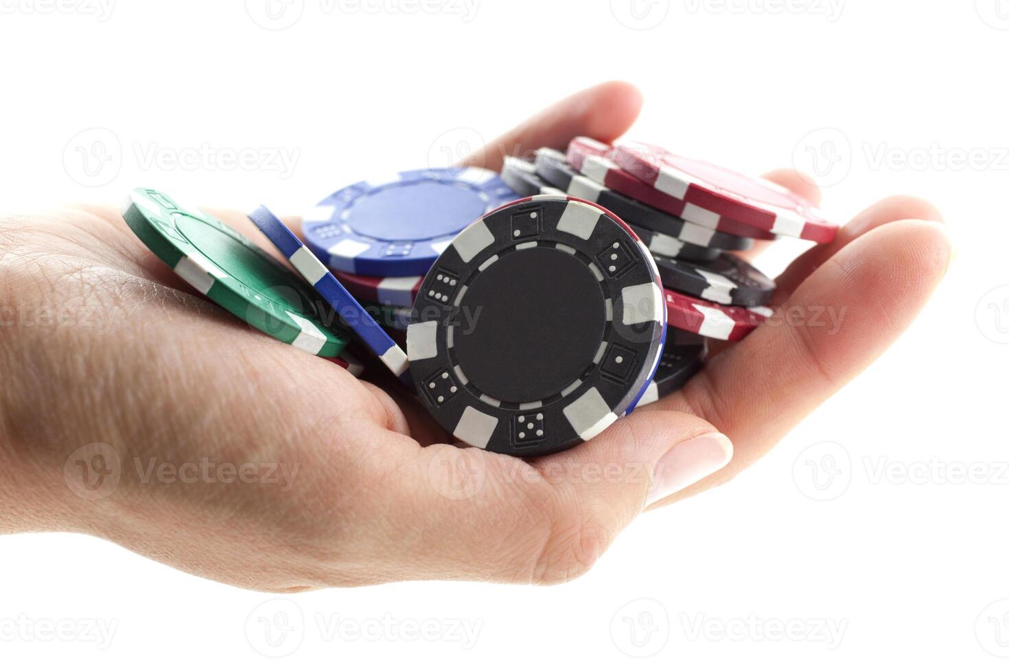 multicolor poker chips handful photo