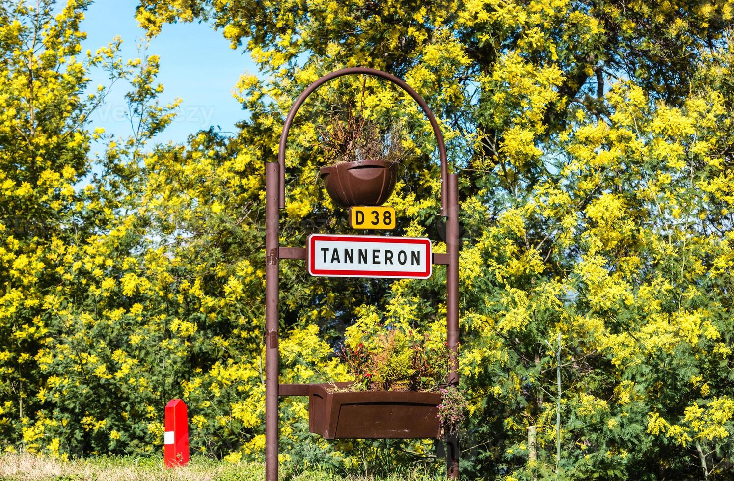 Road sign of Tanneron, France photo
