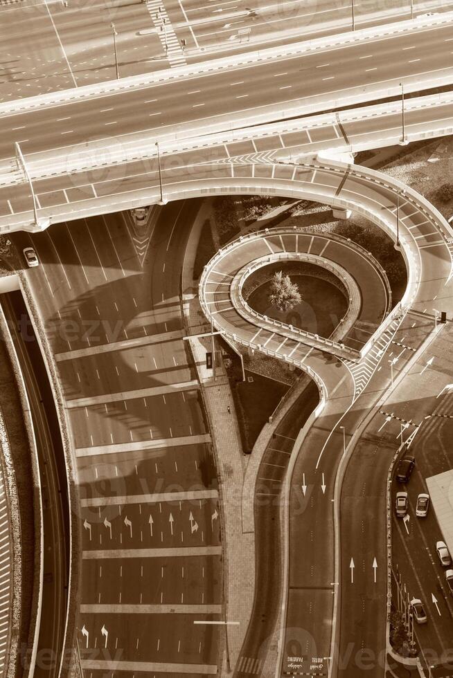 Top view of highway interchange in Dubai photo