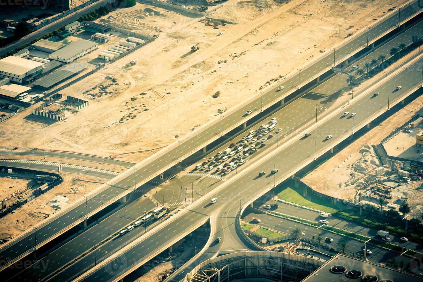 Top view of highway interchange in Dubai photo
