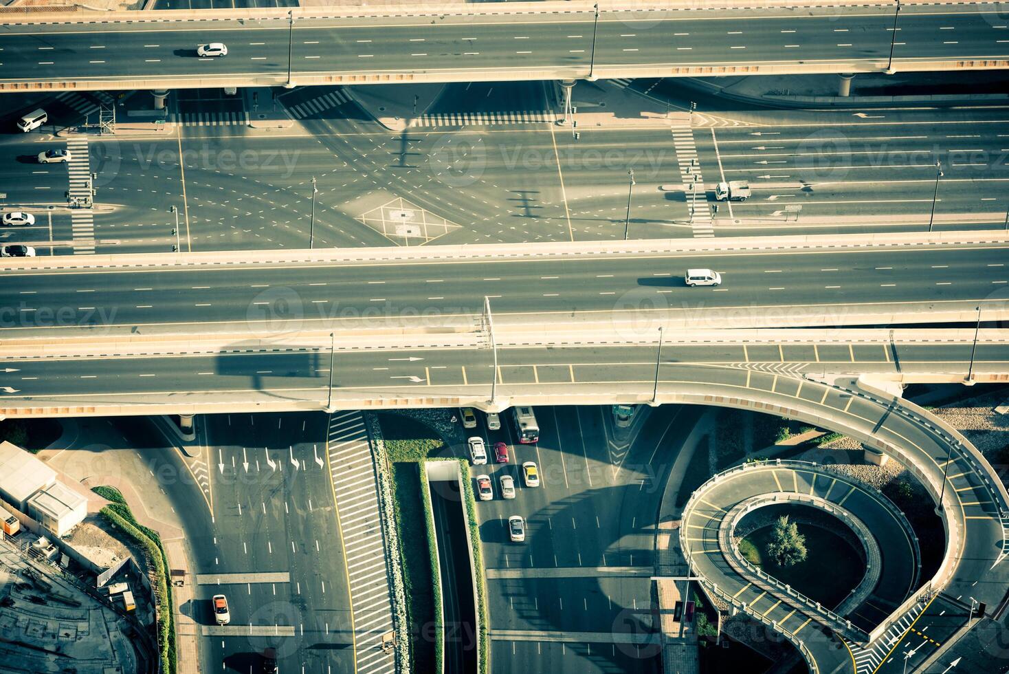 Top view of highway interchange in Dubai photo