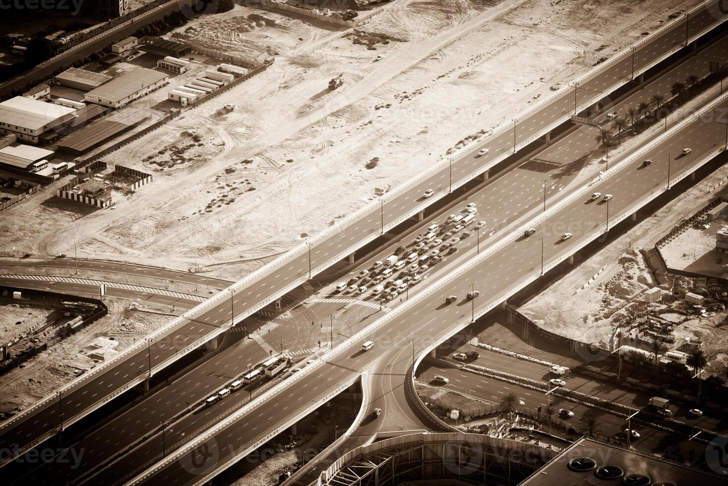 Top view of highway interchange in Dubai photo