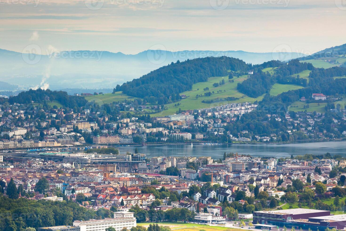 View from the mountains to the city of Lucerne photo