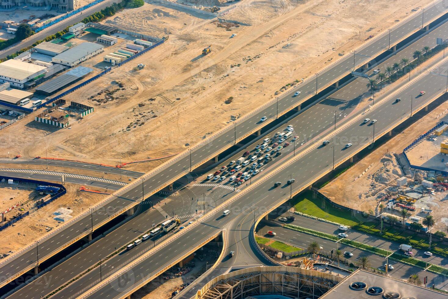 Top view of highway interchange in Dubai photo