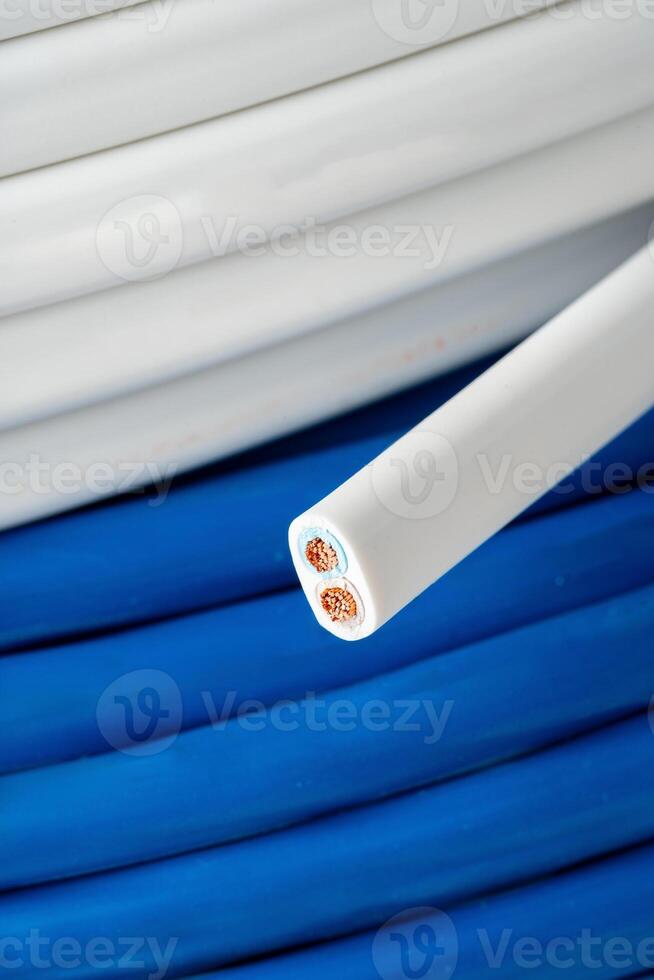 Spools of Electrical Wire on White Background photo