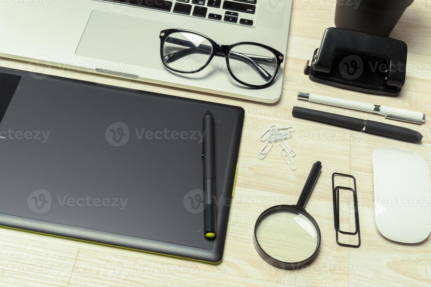 Working place of designer, close-up photo
