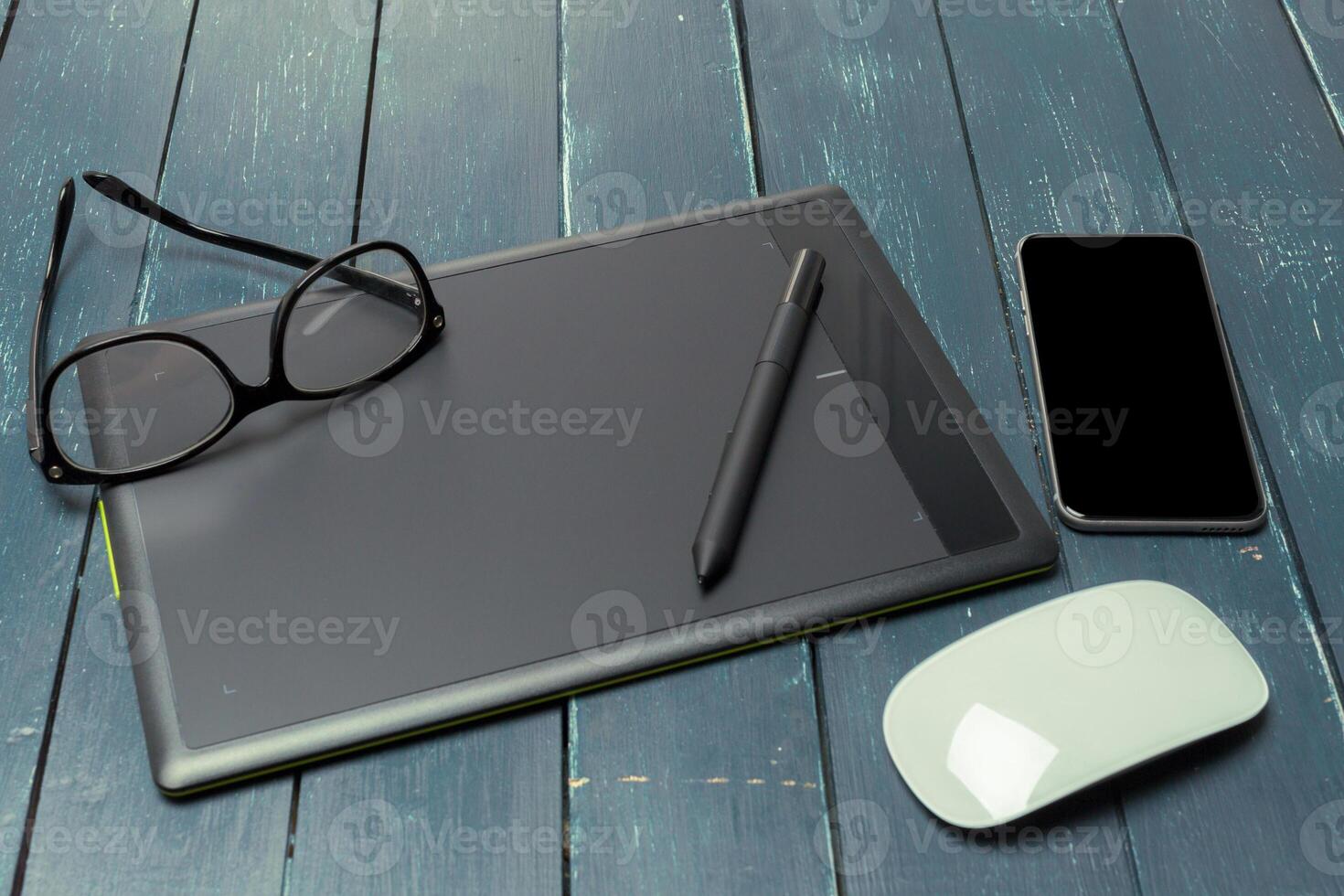 Working place of designer, close-up photo