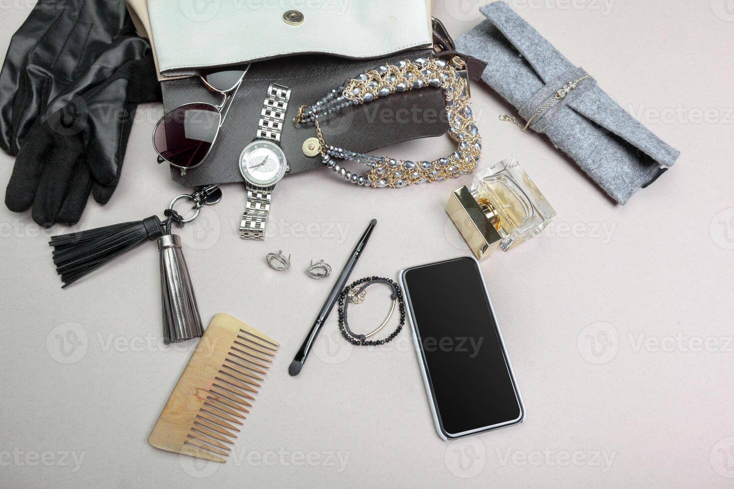 View on women bag stuff photo