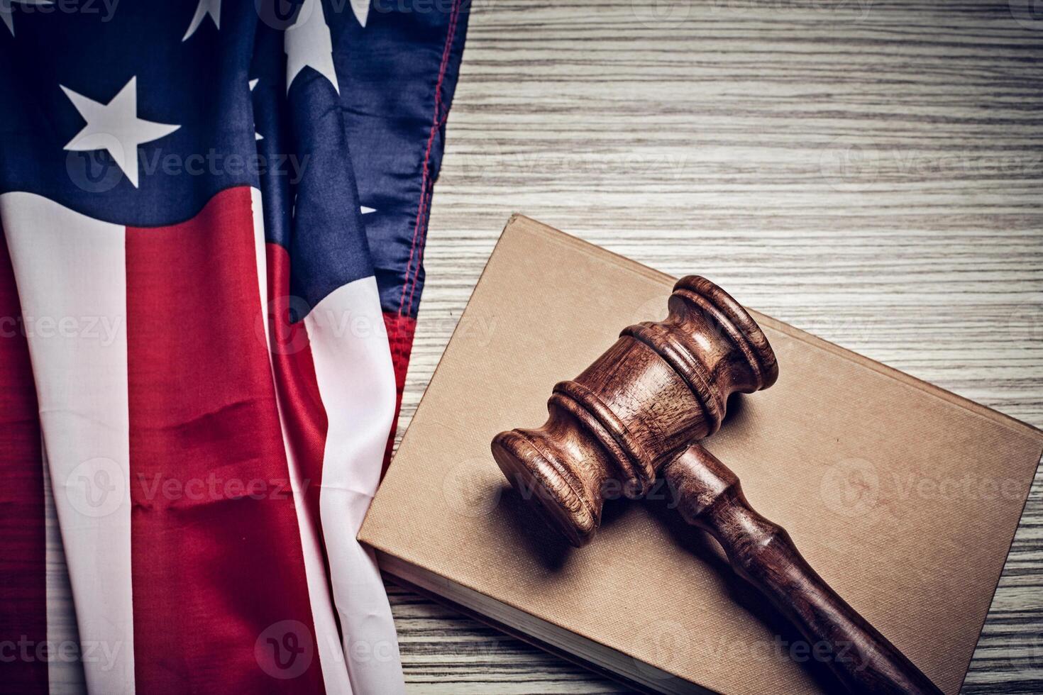 the judge gavel and background with usa flag photo