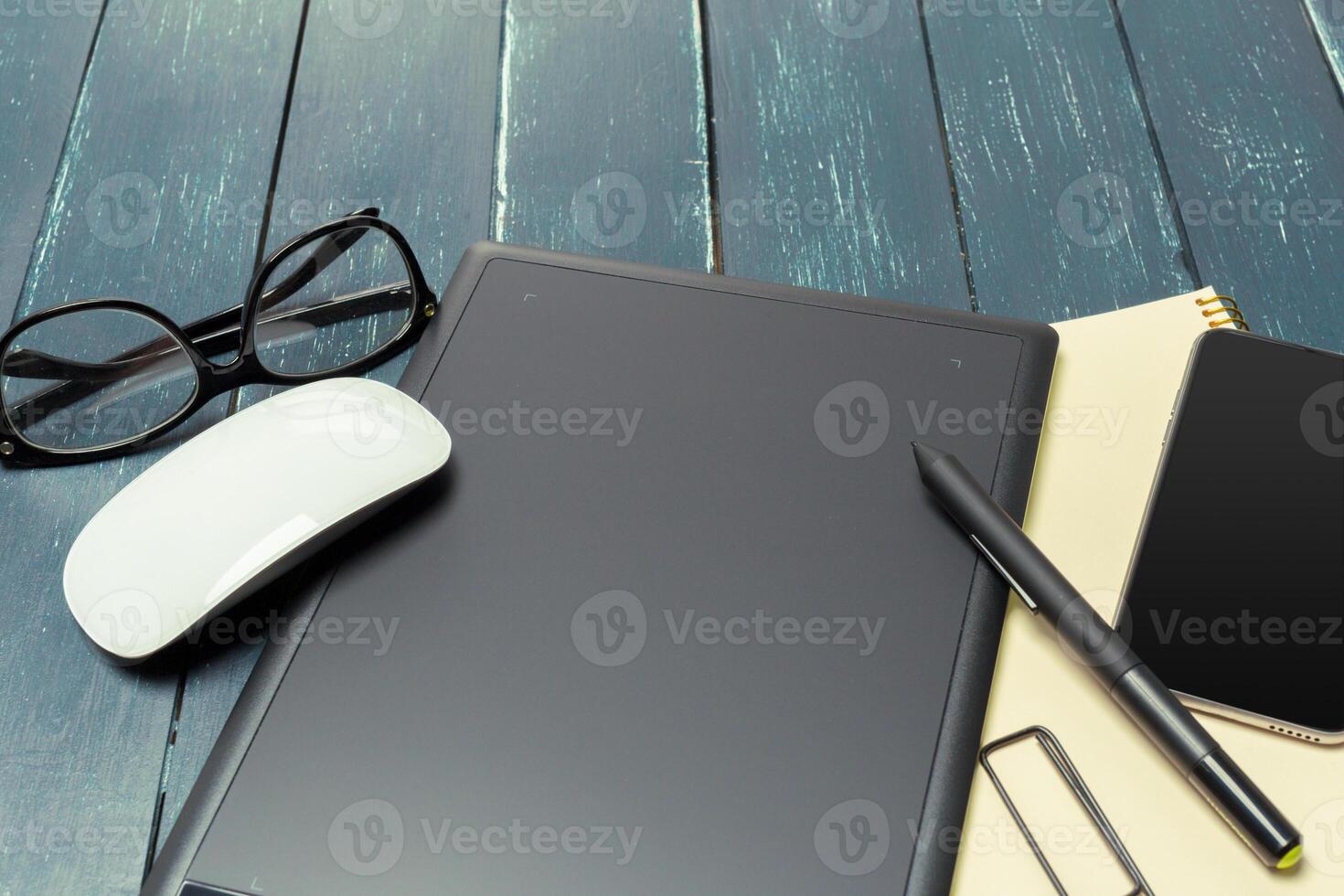 Working place of designer, close-up photo