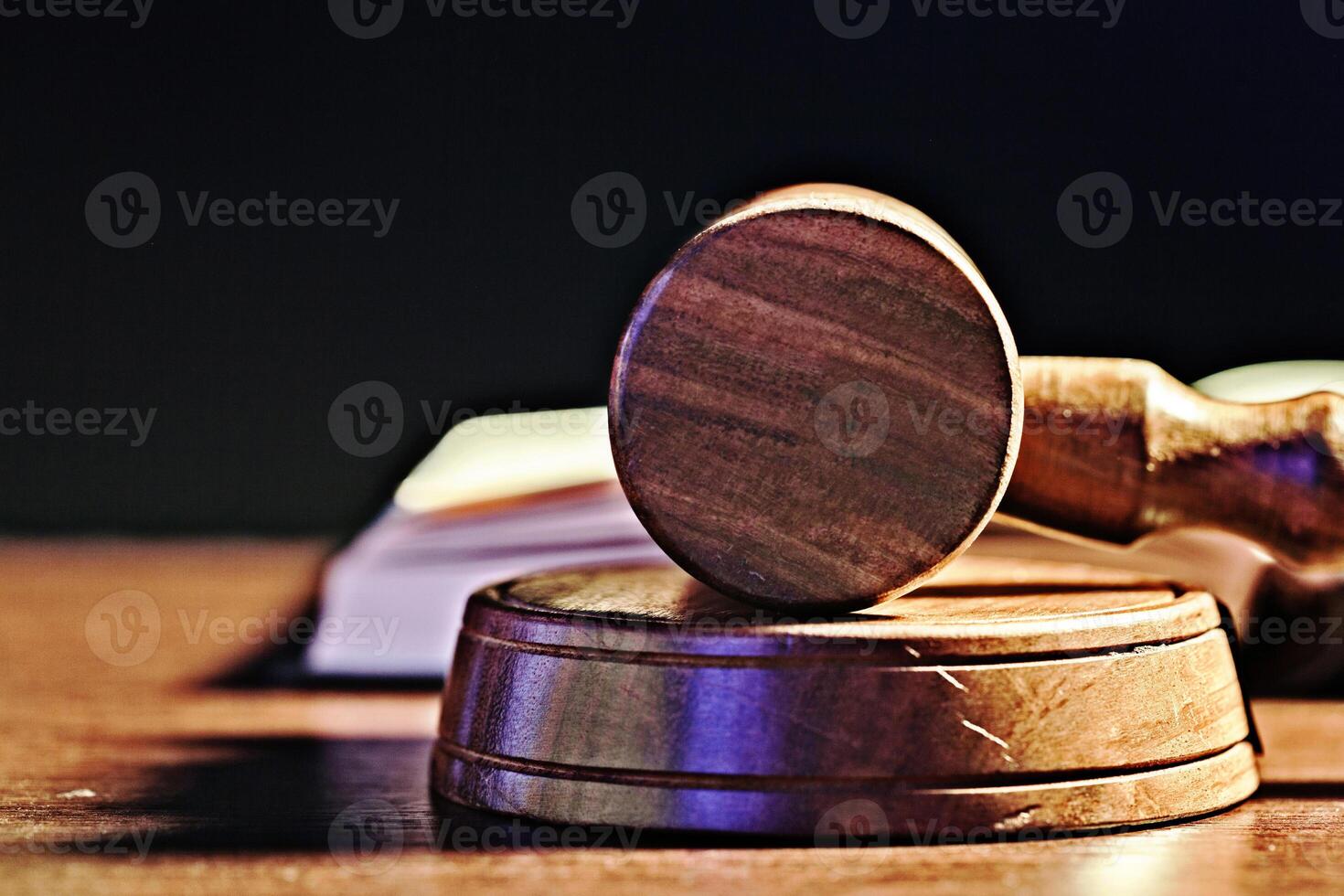 Judge's Gavel over black background photo