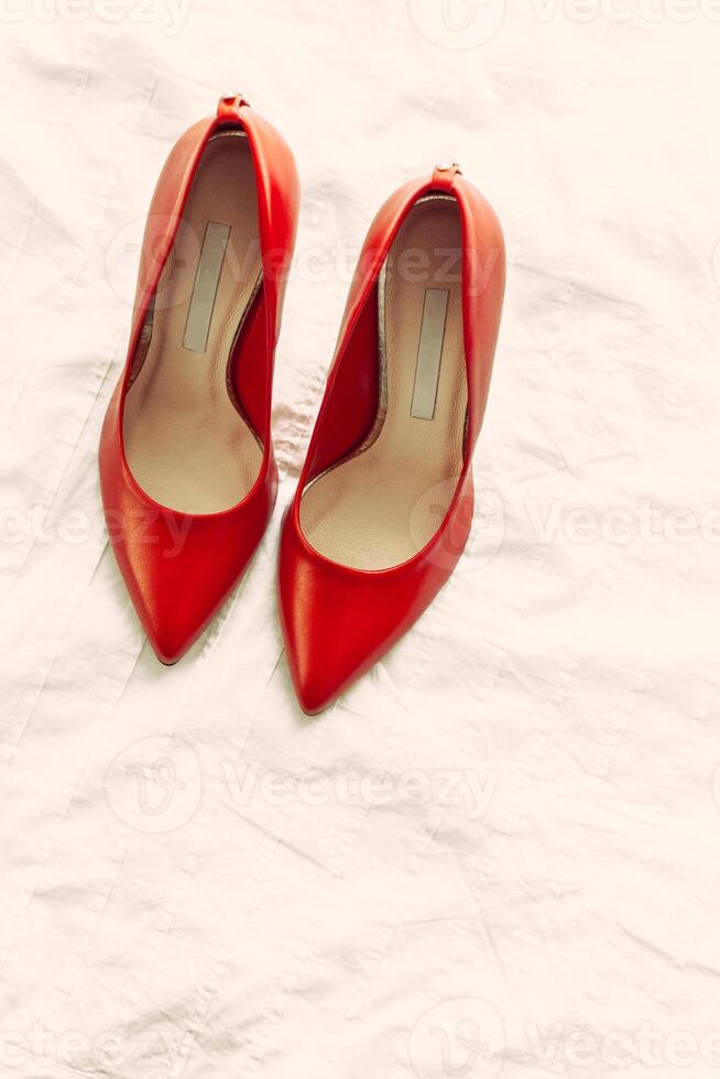 Red women shoes in room photo