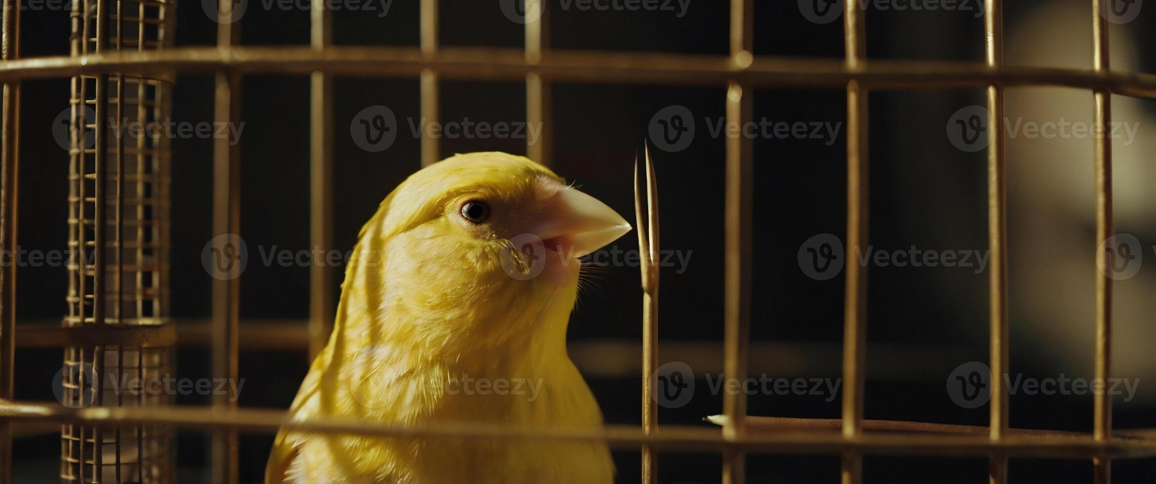 A yellow bird in a cage photo
