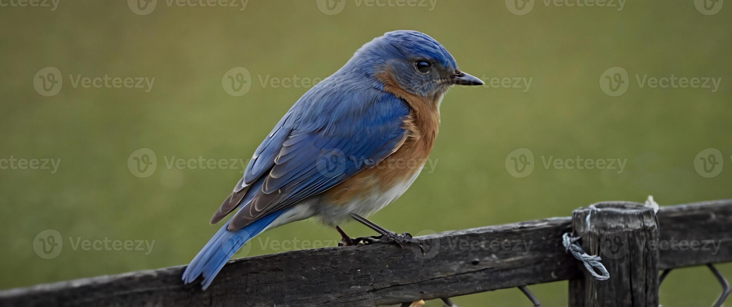 A blue bird sitting on a fence post photo