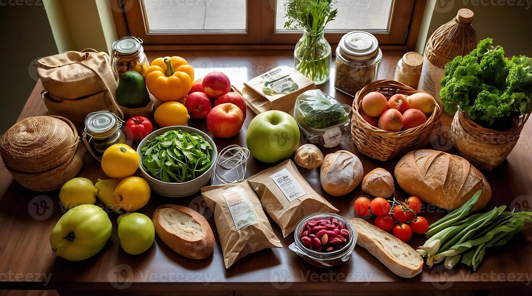 A table with various fruits and vegetables on it photo