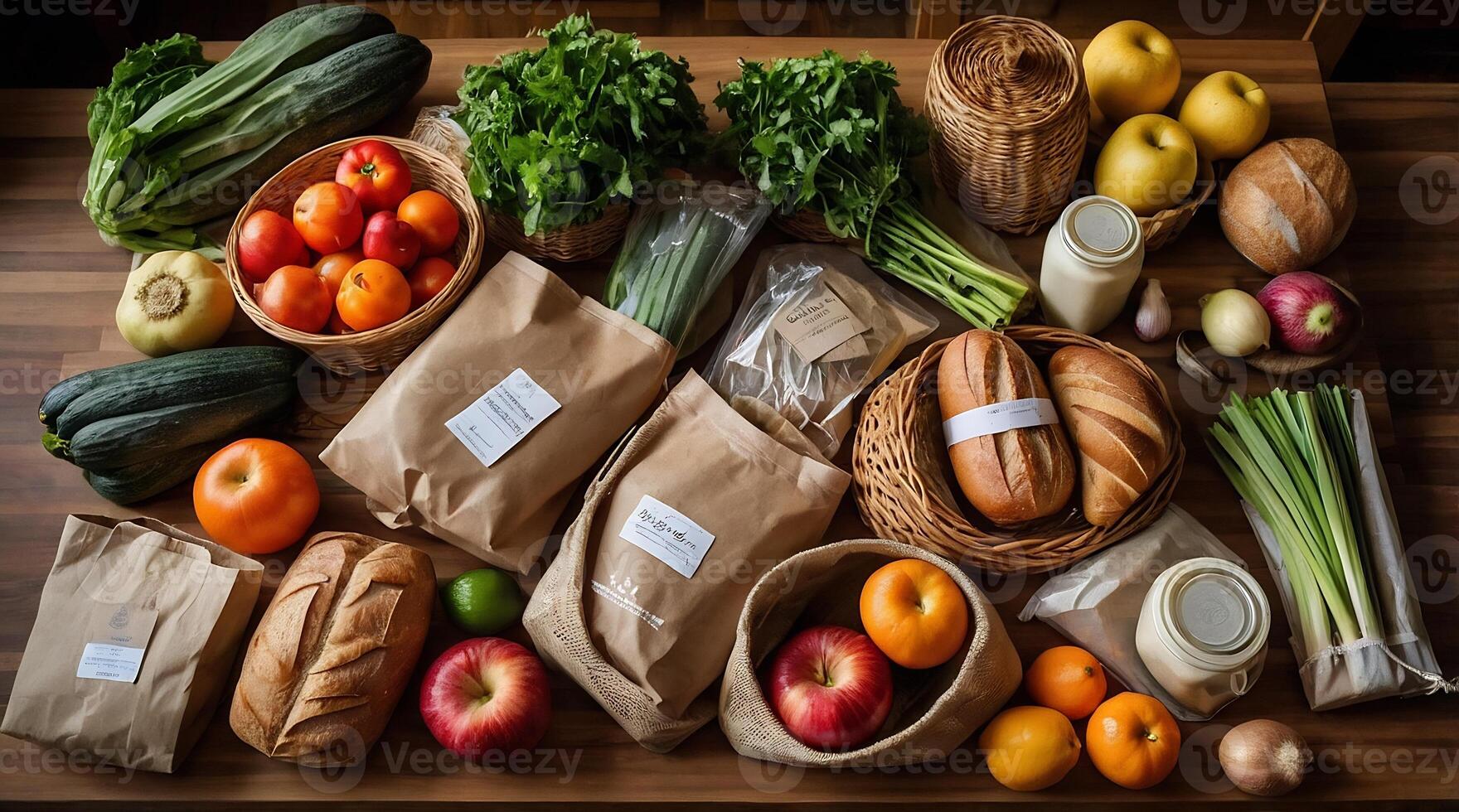 A table with a variety of fresh fruits and vegetables photo
