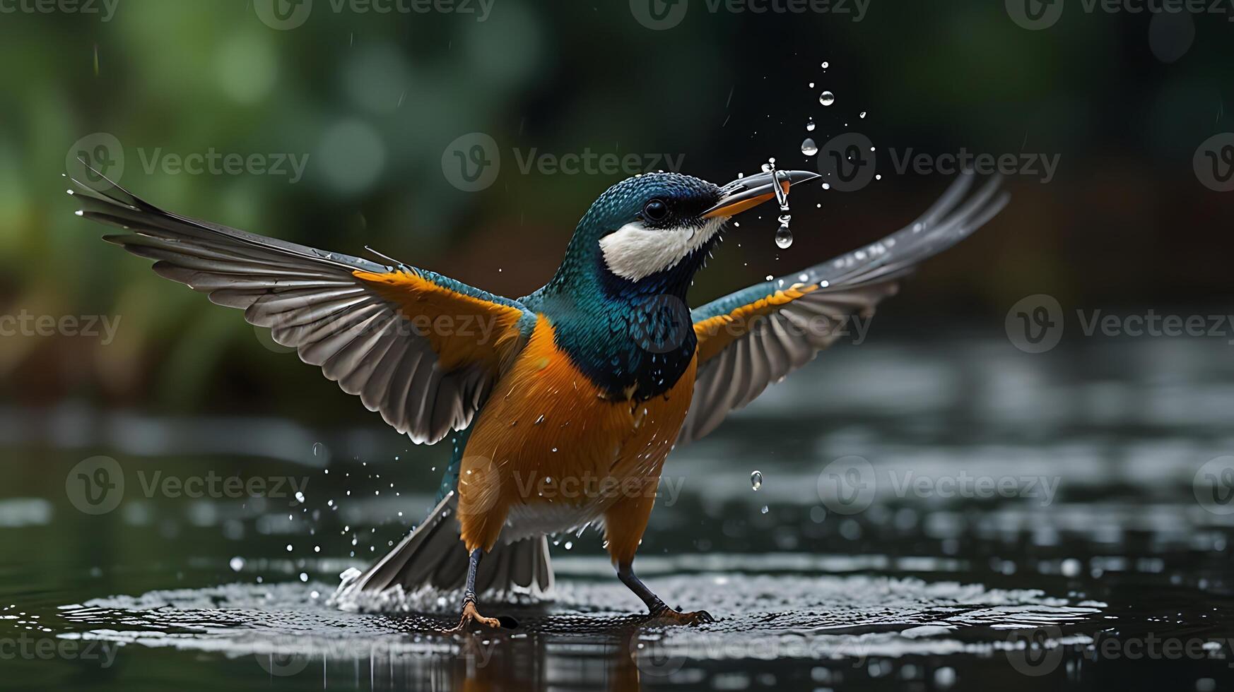 A bird with wings spread photo