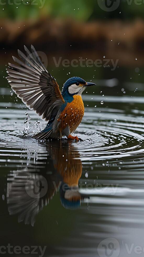 A bird with wings spread photo