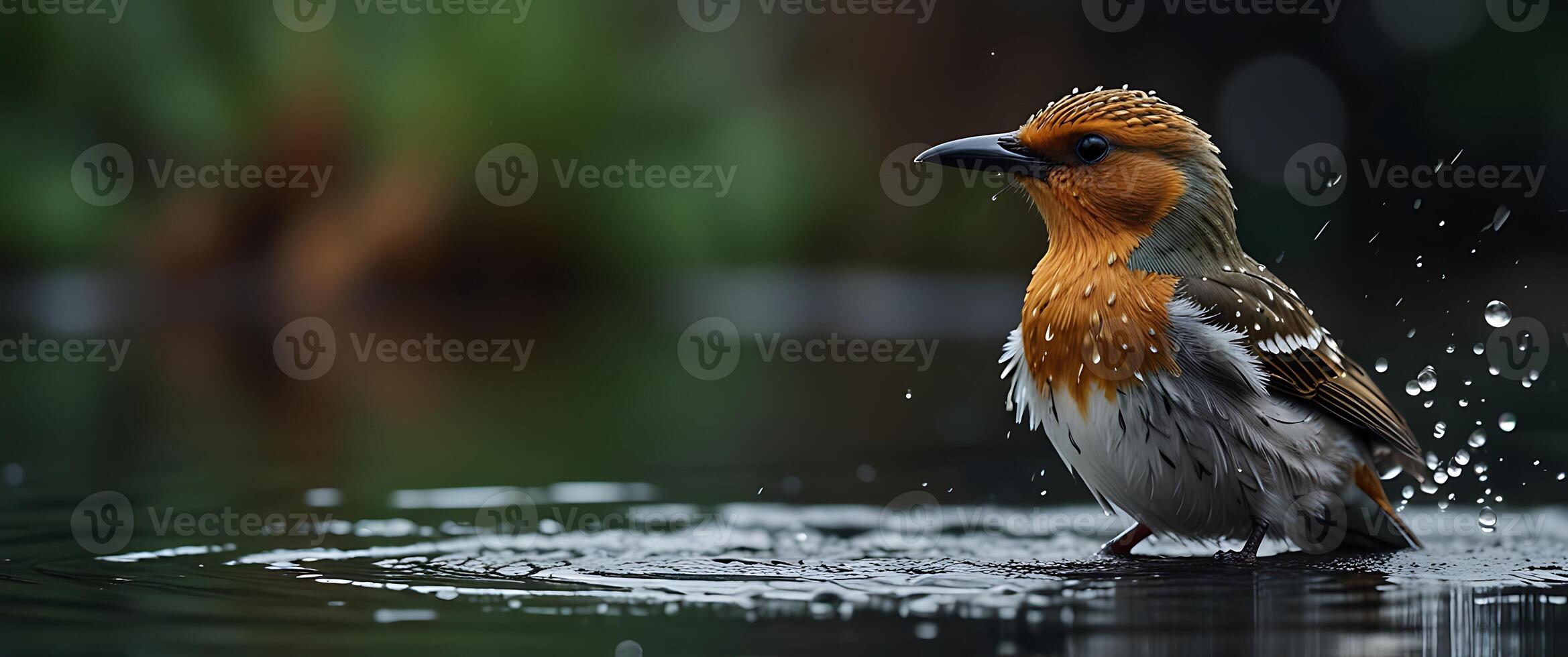 A bird standing in a puddle of water photo