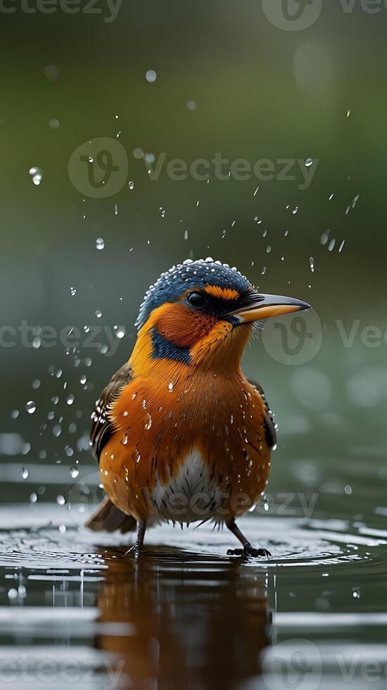A bird standing in water photo