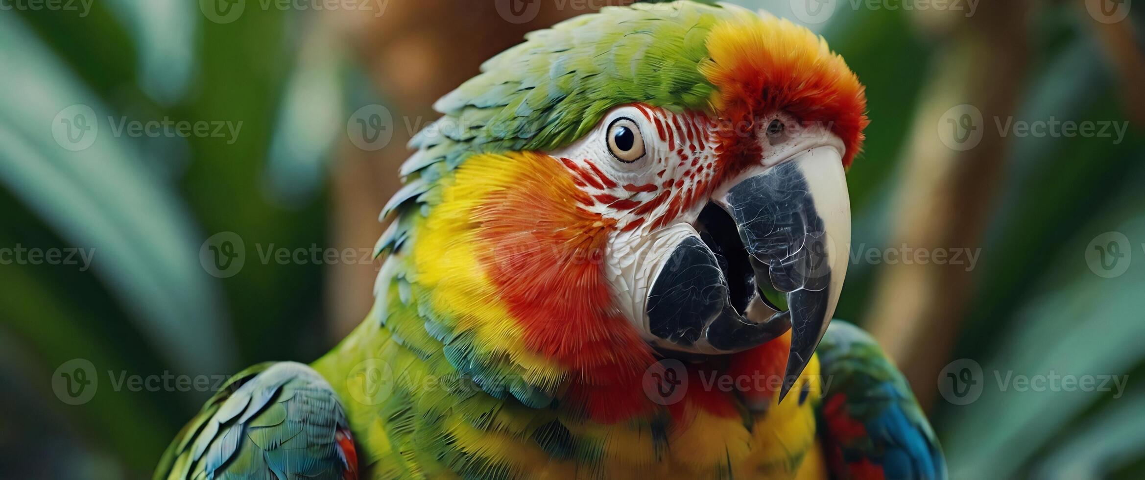 A close up of a colorful parrot photo