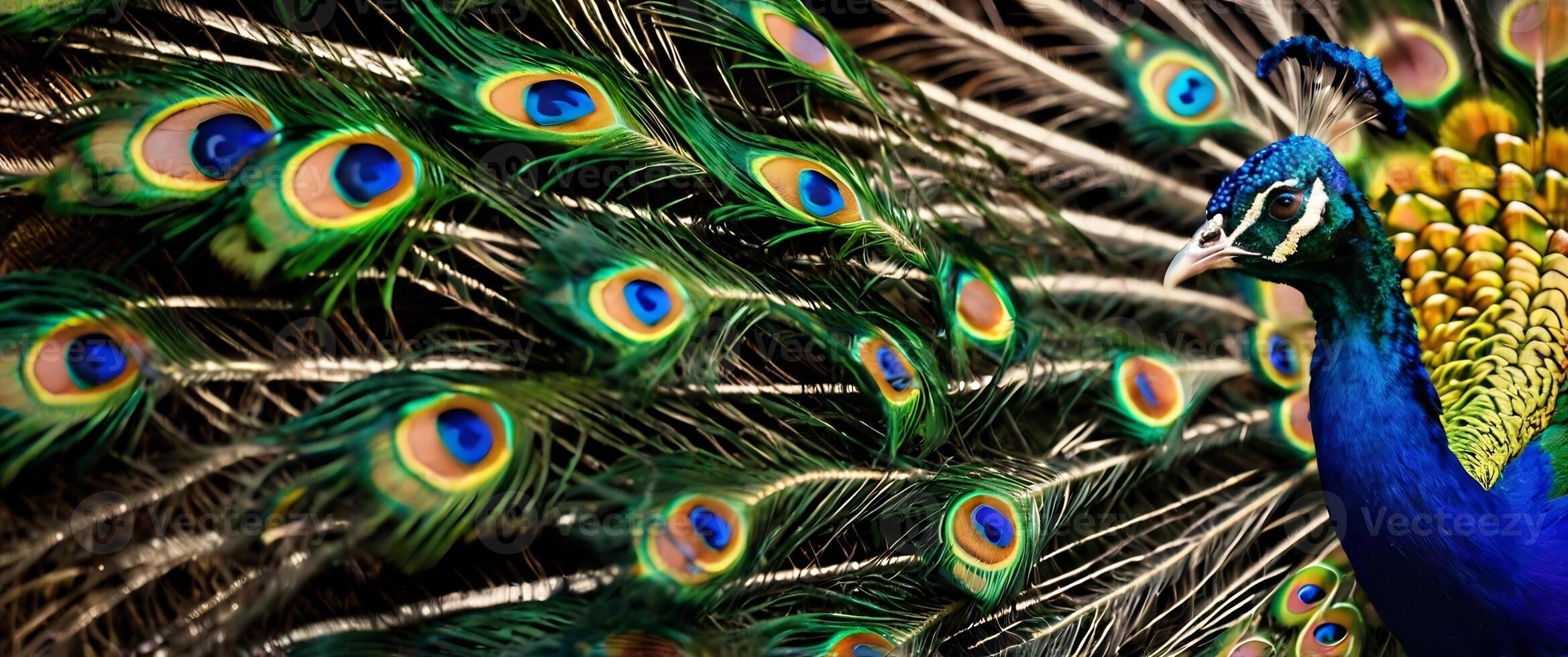 A peacock with many feathers photo