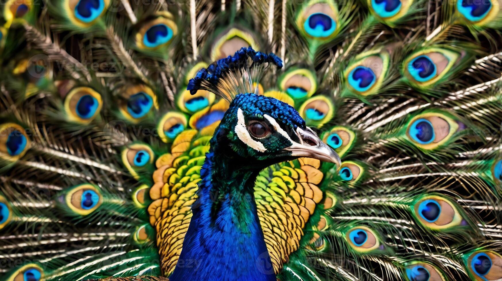 A peacock with many feathers photo