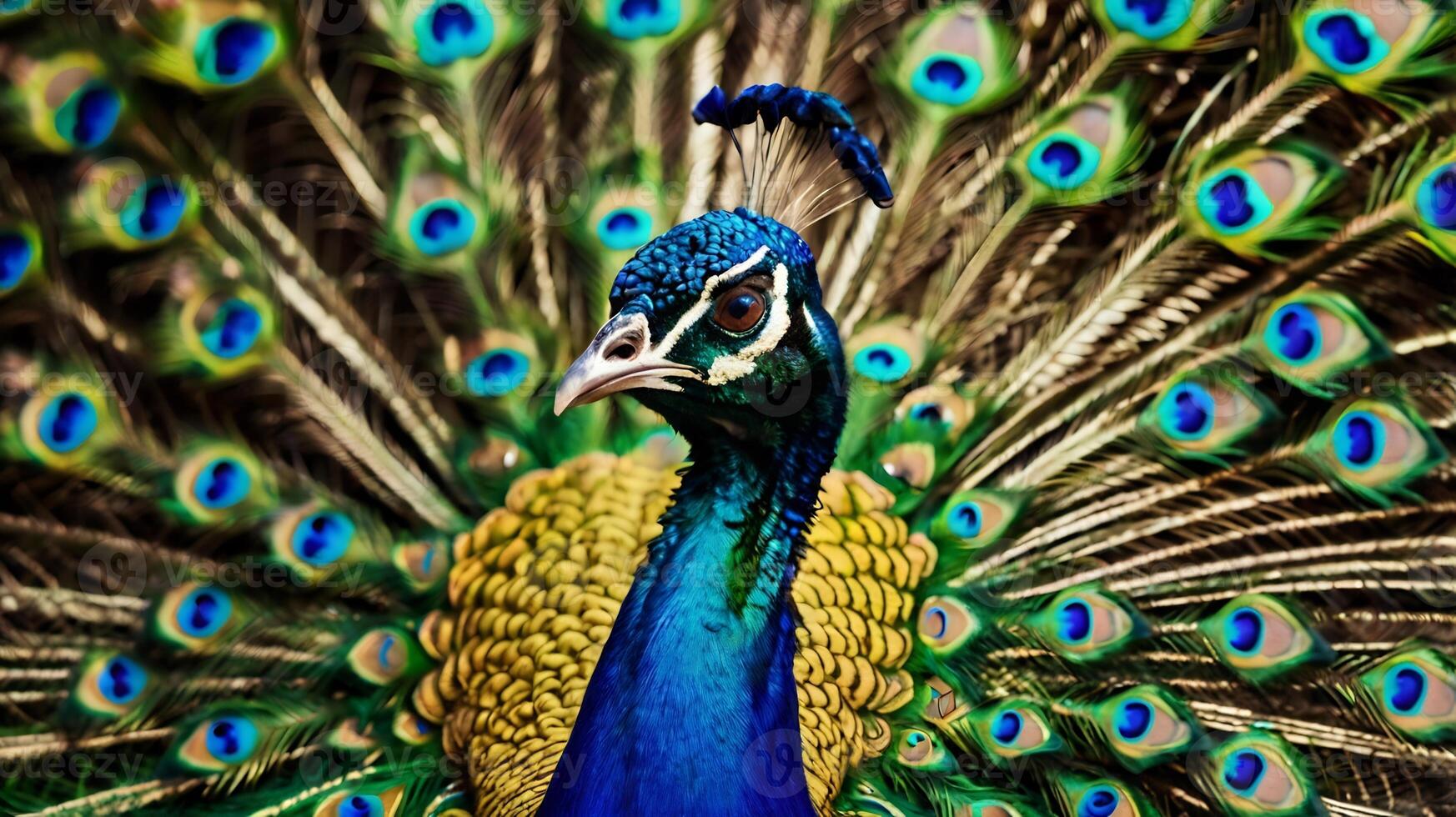 A peacock with many feathers photo