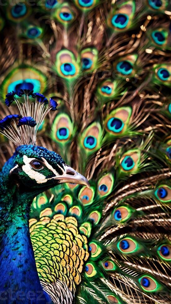 A peacock with feathers photo
